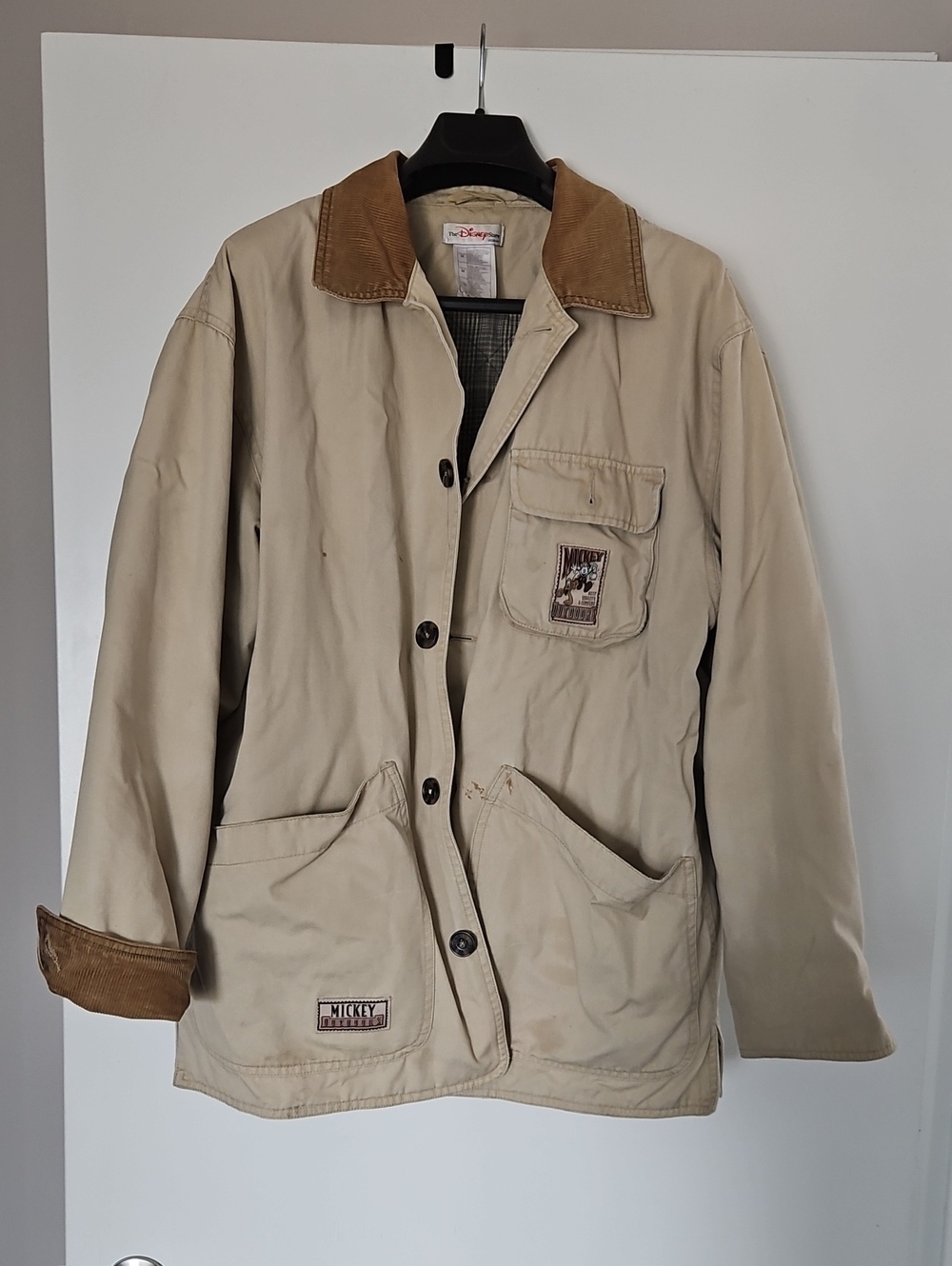 Beige DISNEY Canvas CAR Jacket with Brown Corduroy Collar